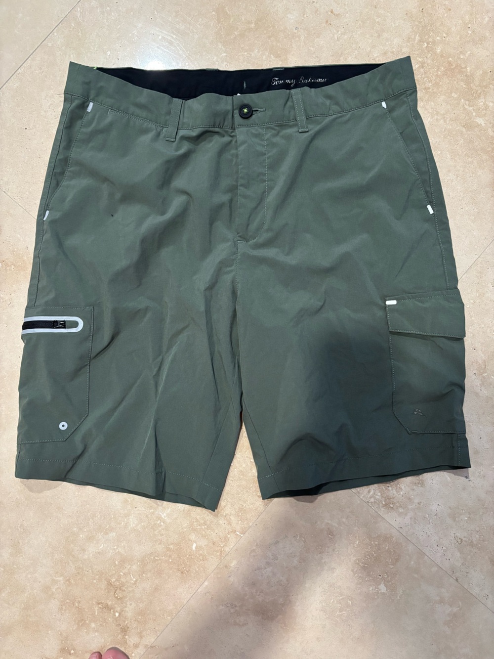 Tommy Bahama Olive Cargo Shorts with Utility Pockets